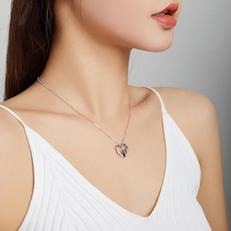 Bijoux Collier Femme Panda en Argent Sterling S925, Cœur, Panda
