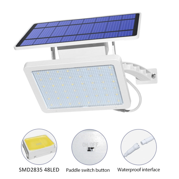 Lampe solaire détachable 48 LED IP65 étanche pour extérieur, cour, rue, lumière chaude, lumière blanche