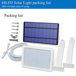 Lampe solaire détachable 48 LED IP65 étanche pour extérieur, cour, rue, lumière chaude, lumière blanche