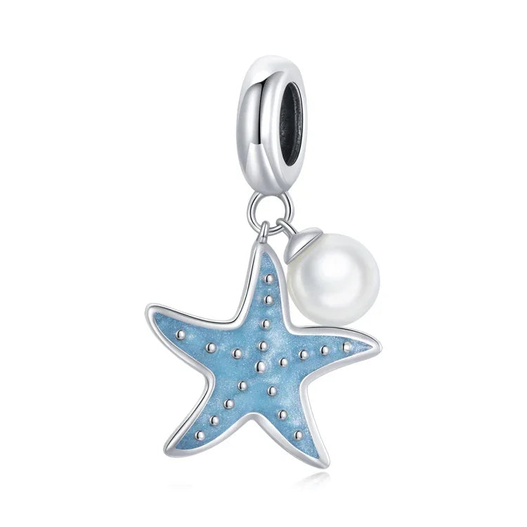 S925 Argent Sterling Étoile de Mer Pendentif Bricolage Bracelet Collier Accessoires, Étoile de mer