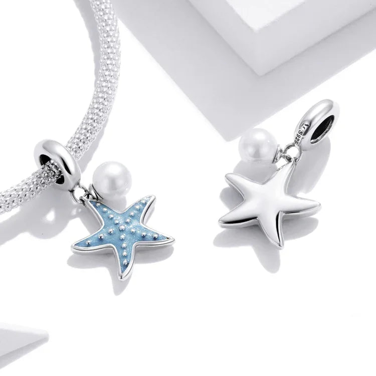 S925 Argent Sterling Étoile de Mer Pendentif Bricolage Bracelet Collier Accessoires, Étoile de mer