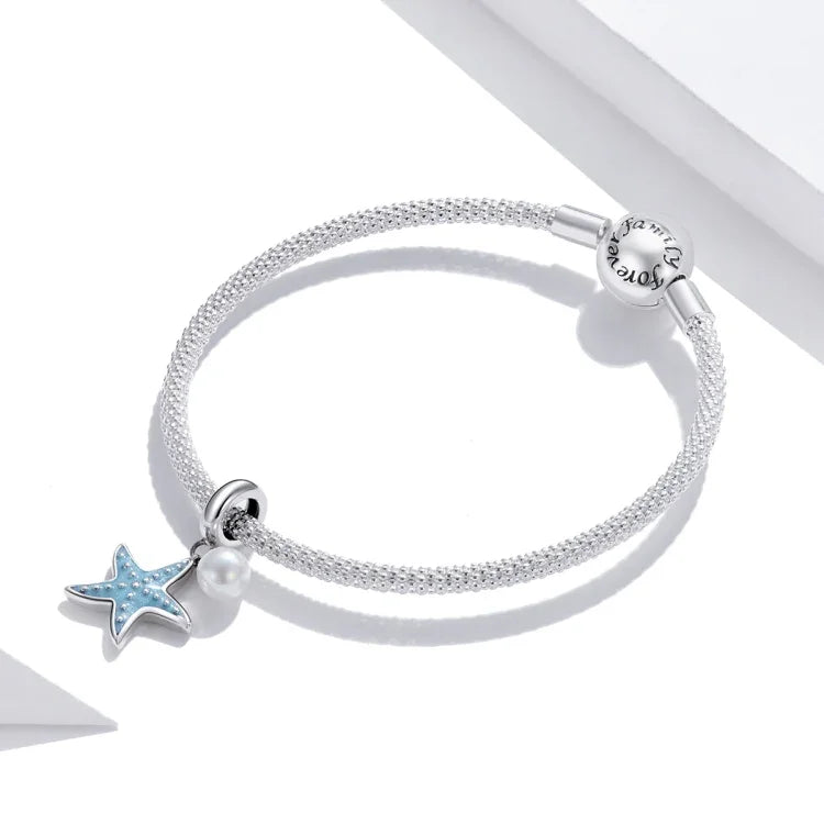 S925 Argent Sterling Étoile de Mer Pendentif Bricolage Bracelet Collier Accessoires, Étoile de mer