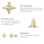 Boucles d'oreilles clous en argent sterling S925, étoiles dorées, pour femme, étoiles dorées
