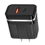 Chargeur de voyage à charge rapide RSY USB + USB-C / Type-C double port, prise US, prise EU