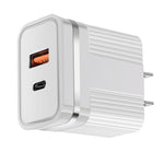 Chargeur de voyage à charge rapide RSY USB + USB-C / Type-C double port, prise US, prise EU