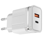 Chargeur de voyage à charge rapide RSY USB + USB-C / Type-C double port, prise US, prise EU