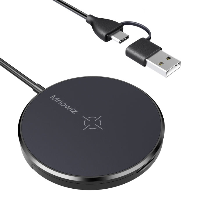 Chargeur sans fil magnétique de bureau Mriowiz M-2001W 15W MagSafe pour iPhone 12 Series, avec câble de données USB + USB-C / Type-C et support