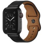 Bracelet en cuir à double trou pour Apple Watch Series 6 et SE et 5 et 4 44 mm / 3 et 2 et 1 42 mm, 5 et 4 40 mm / 3 et 2 et 1 38 mm