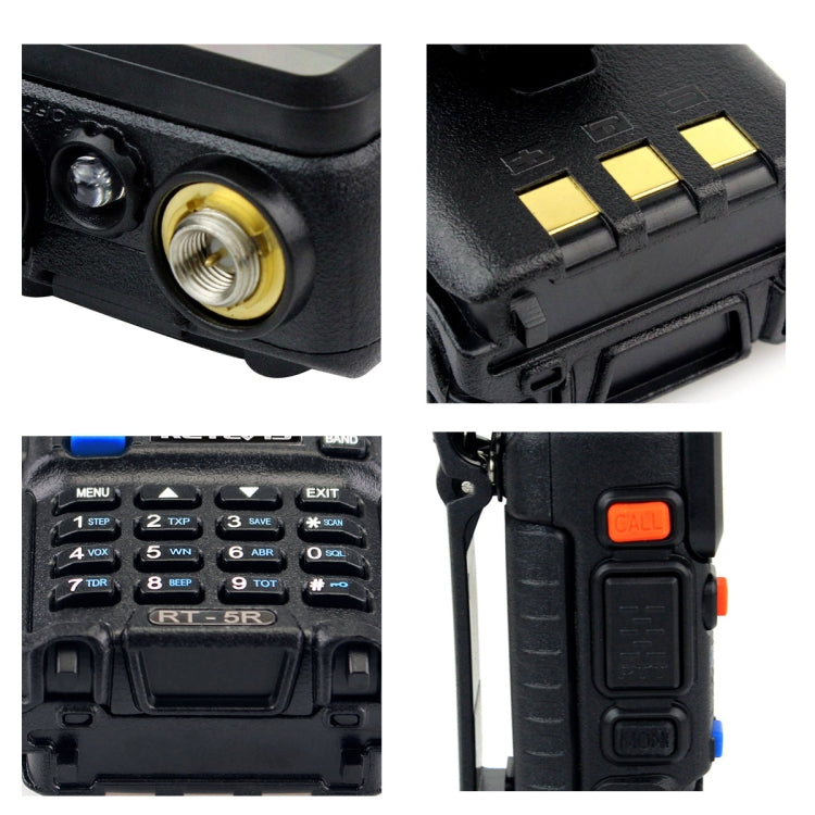 Talkie-walkie portable RETEVIS RT-5R 400-520 MHz + 136-174 MHz 128 canaux USB à deux segments, USB, prise EU, prise UK