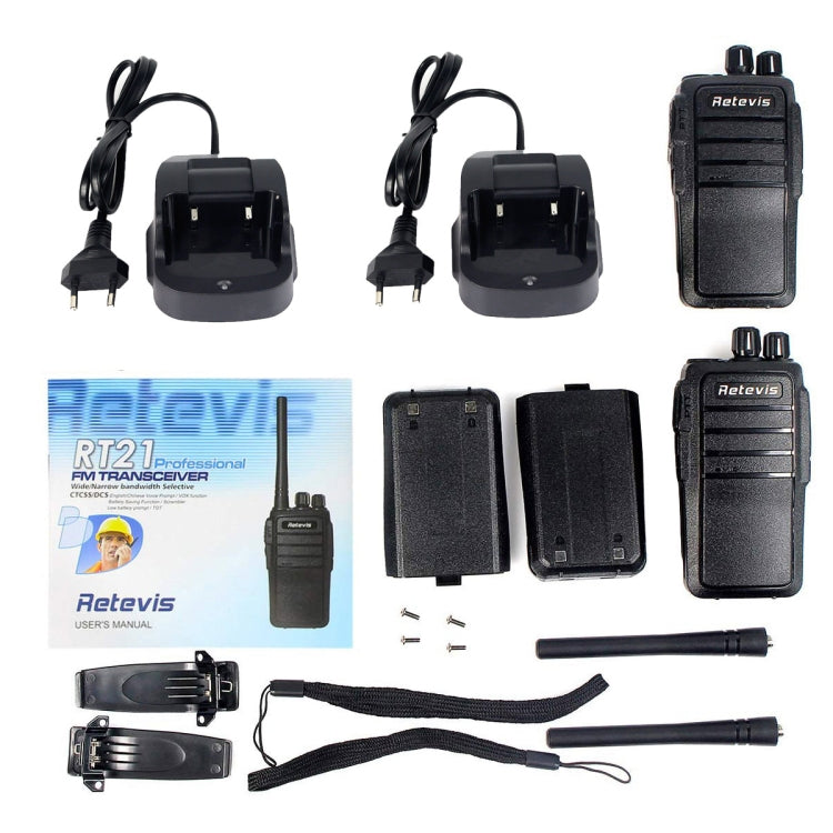 1 paire de talkies-walkies portables RETEVIS RT21 2.5W fréquence US 400-480MHz 16 canaux, prise US, RT21 prise US