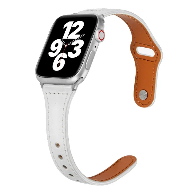 Bracelet de montre universel en cuir avec boucle inversée fine en forme de T, pour Apple Watch Ultra 49mm / Series 8&7 45mm / SE 2&6&SE&5&4 44mm / 3&2&1 42mm, pour Apple Watch Series 8&7 41mm / SE 2&6&SE&5&4 40mm / 3&2&1 38mm