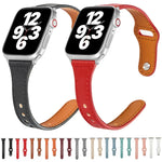 Bracelet de montre universel en cuir avec boucle inversée fine en forme de T, pour Apple Watch Ultra 49mm / Series 8&7 45mm / SE 2&6&SE&5&4 44mm / 3&2&1 42mm, pour Apple Watch Series 8&7 41mm / SE 2&6&SE&5&4 40mm / 3&2&1 38mm