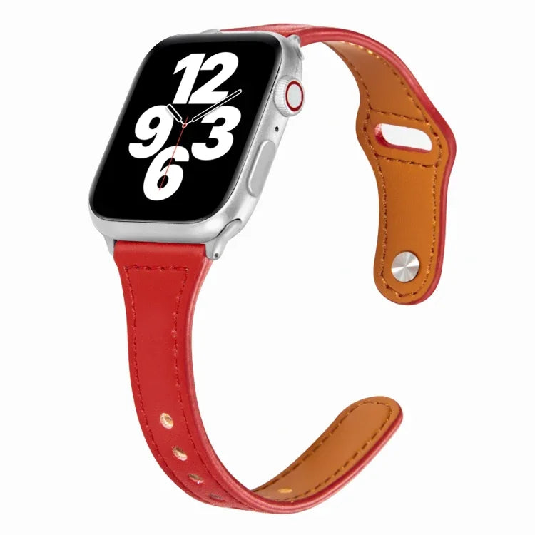 Bracelet de montre universel en cuir avec boucle inversée fine en forme de T, pour Apple Watch Ultra 49mm / Series 8&7 45mm / SE 2&6&SE&5&4 44mm / 3&2&1 42mm, pour Apple Watch Series 8&7 41mm / SE 2&6&SE&5&4 40mm / 3&2&1 38mm