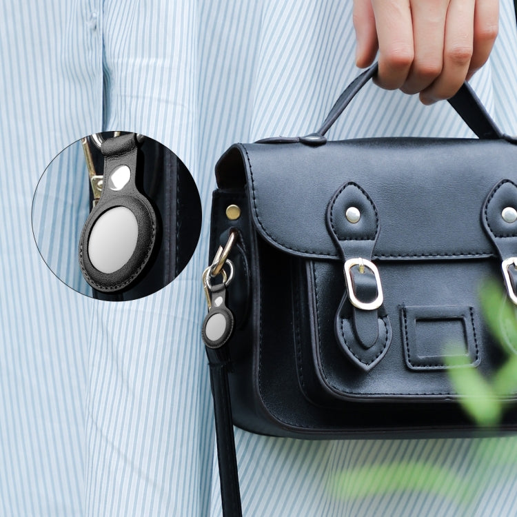 Étui en cuir de vachette anti-rayures avec anneau porte-clés interchangeable pour AirTag 2ème génération / AirTag 1ère génération
