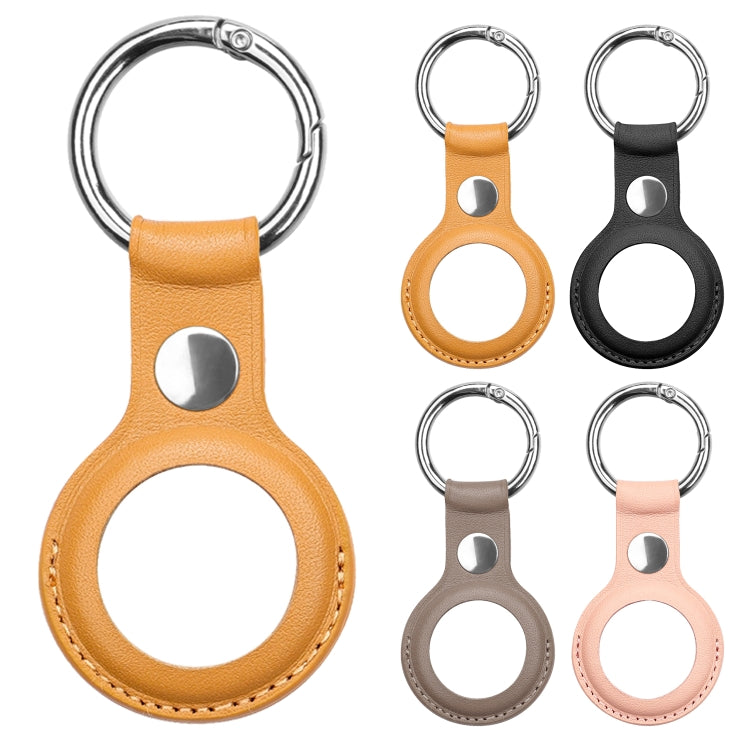 Étui en cuir de vachette anti-rayures avec anneau porte-clés interchangeable pour AirTag 2ème génération / AirTag 1ère génération