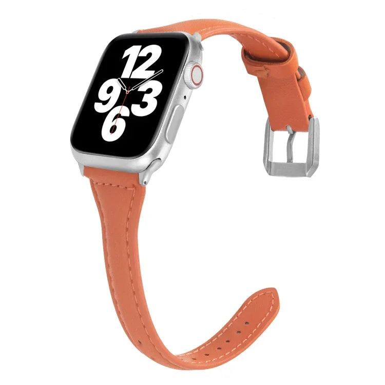 Universal T-shaped Thin Leather Watch Strap, For Apple Watch Series 7 45mm / 6 & SE & 5 & 4 44mm / 3 & 2 & 1 42mm, For Apple Watch Series 7 41mm / 6 & SE & 5 & 4 40mm / 3 & 2 & 1 38mm                                                                     ...