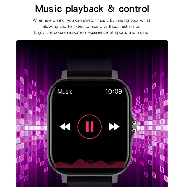 Montre intelligente GT20 à écran TFT 1,69 pouce, étanche IP67, prise en charge du contrôle de la musique / appel Bluetooth / surveillance de la fréquence cardiaque / surveillance de la pression artérielle, bracelet en silicone, bracelet en acier