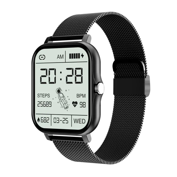 Montre intelligente GT20 à écran TFT 1,69 pouce, étanche IP67, prise en charge du contrôle de la musique / appel Bluetooth / surveillance de la fréquence cardiaque / surveillance de la pression artérielle, bracelet en silicone, bracelet en acier