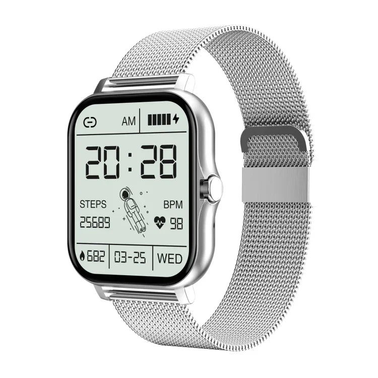 Montre intelligente GT20 à écran TFT 1,69 pouce, étanche IP67, prise en charge du contrôle de la musique / appel Bluetooth / surveillance de la fréquence cardiaque / surveillance de la pression artérielle, bracelet en silicone, bracelet en acier