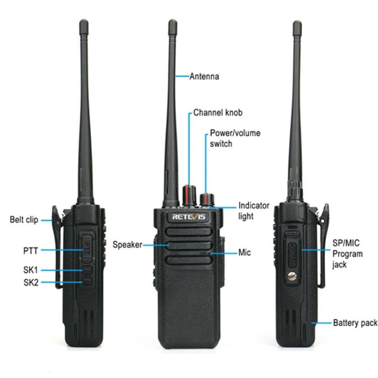 Talkie-walkie portable RETEVIS RT29 10 W UHF 400-480 MHz 16 canaux, RT29 prise EU, RT29 prise US
