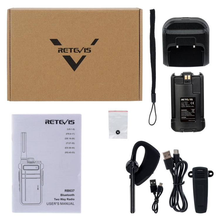 Radio bidirectionnelle portable Bluetooth RETEVIS RB637 EU fréquence PMR446 16CHS sans licence, RB637