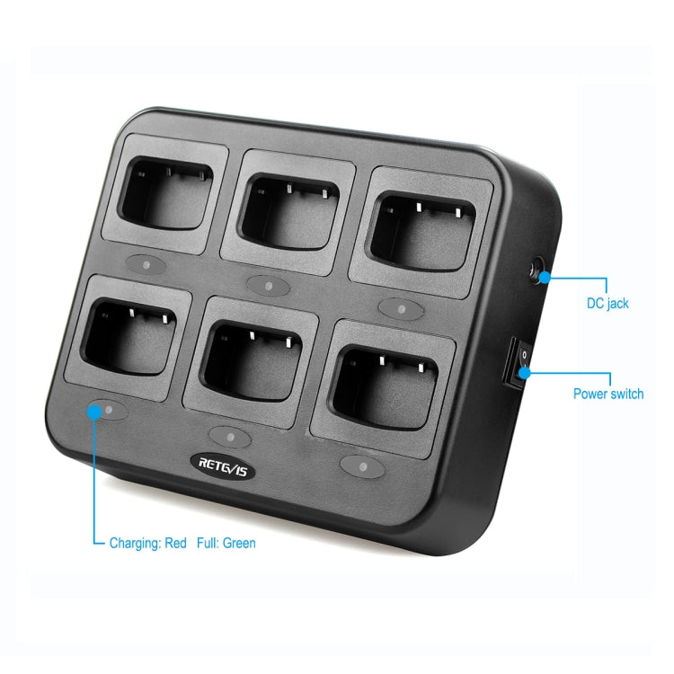 Chargeur de talkie-walkie six voies RETEVIS RTC777 pour Retevis H777, prise RTC777 AU, prise RTC777 US, prise RTC777 EU, prise RTC777 UK