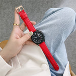 Bracelet de remplacement en cuir texturé litchi cousu, pour Samsung Galaxy Watch 42mm, pour Samsung Galaxy Watch 46mm, pour Samsung Galaxy Watch 3 41mm, pour Samsung Galaxy Watch 3 45mm, pour Samsung Galaxy Watch Active2 40mm