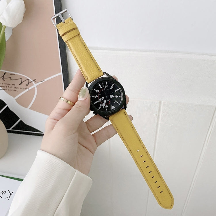 Bracelet de remplacement en cuir texturé litchi cousu, pour Samsung Galaxy Watch 42mm, pour Samsung Galaxy Watch 46mm, pour Samsung Galaxy Watch 3 41mm, pour Samsung Galaxy Watch 3 45mm, pour Samsung Galaxy Watch Active2 40mm