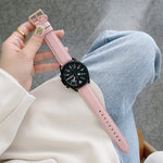 Bracelet de remplacement en cuir texturé litchi cousu, pour Samsung Galaxy Watch 42mm, pour Samsung Galaxy Watch 46mm, pour Samsung Galaxy Watch 3 41mm, pour Samsung Galaxy Watch 3 45mm, pour Samsung Galaxy Watch Active2 40mm