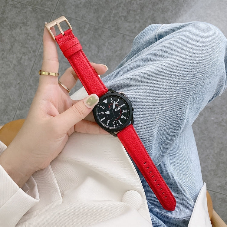 Bracelet de remplacement en cuir texturé litchi cousu, pour Samsung Galaxy Watch 42mm, pour Samsung Galaxy Watch 46mm, pour Samsung Galaxy Watch 3 41mm, pour Samsung Galaxy Watch 3 45mm, pour Samsung Galaxy Watch Active2 40mm