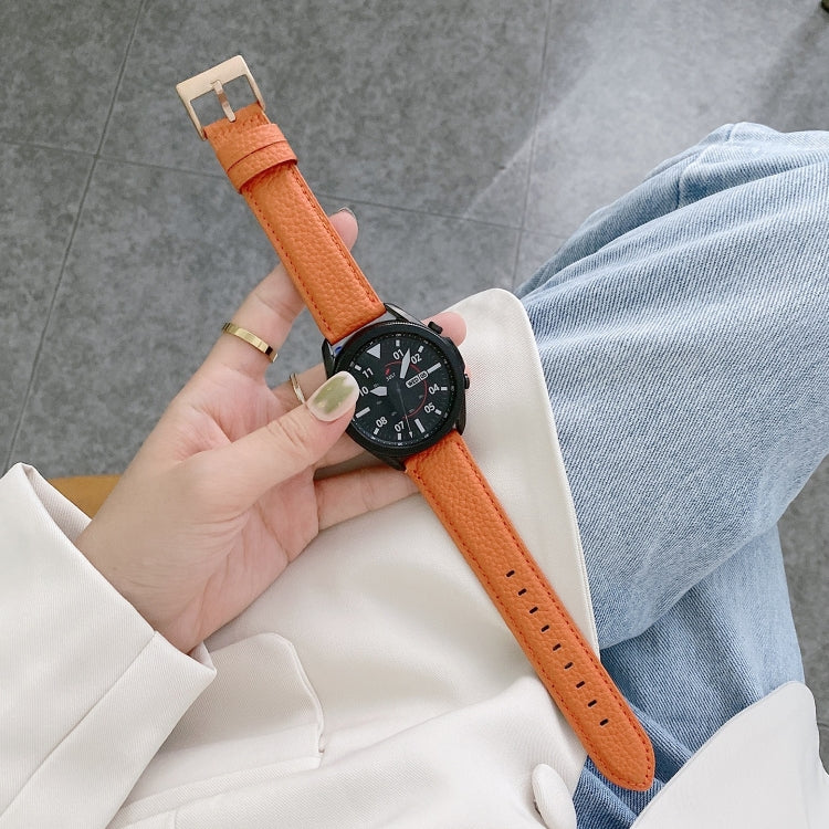 Bracelet de remplacement en cuir texturé litchi cousu, pour Samsung Galaxy Watch 42mm, pour Samsung Galaxy Watch 46mm, pour Samsung Galaxy Watch 3 41mm, pour Samsung Galaxy Watch 3 45mm, pour Samsung Galaxy Watch Active2 40mm