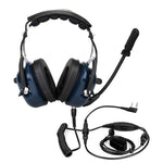 Casque aviation microphone RETEVIS EH050K 2 broches réduction de bruit volume réglable avec bouton PTT au doigt, EH050K