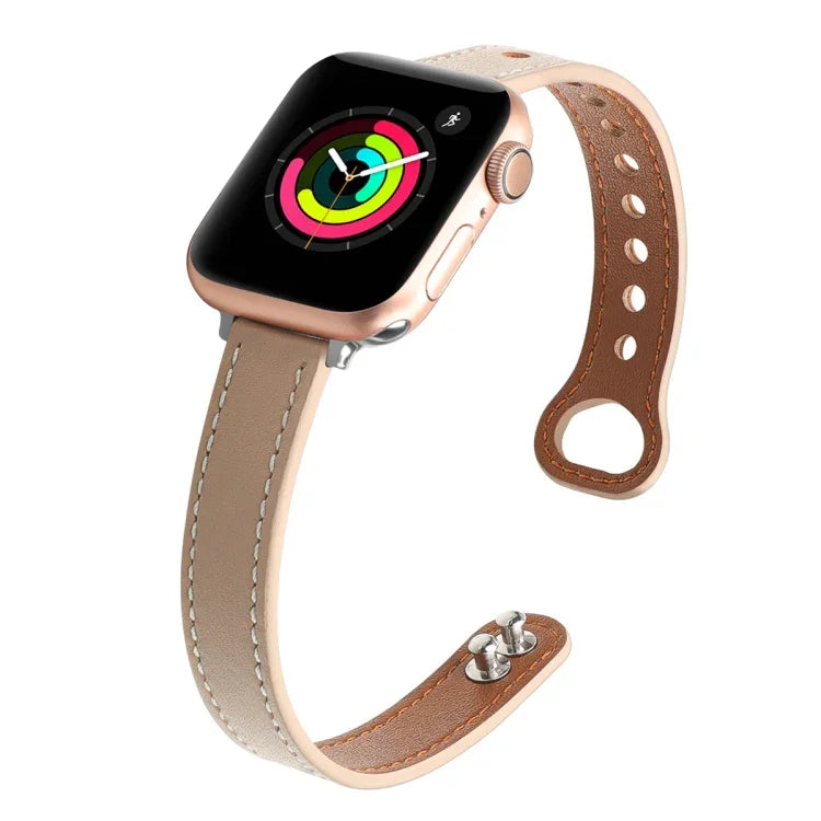 Bracelet de montre de remplacement en cuir à double clou, Pour Apple Watch Series 7 41mm / & 6 & SE & 5 & 4 40mm, Pour Apple Watch Series 7 45mm / & 6 & SE & 5 & 4 44mm