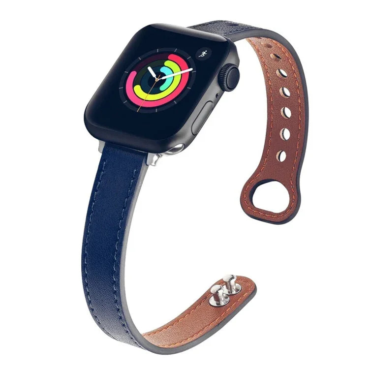 Bracelet de montre de remplacement en cuir à double clou, Pour Apple Watch Series 7 41mm / & 6 & SE & 5 & 4 40mm, Pour Apple Watch Series 7 45mm / & 6 & SE & 5 & 4 44mm