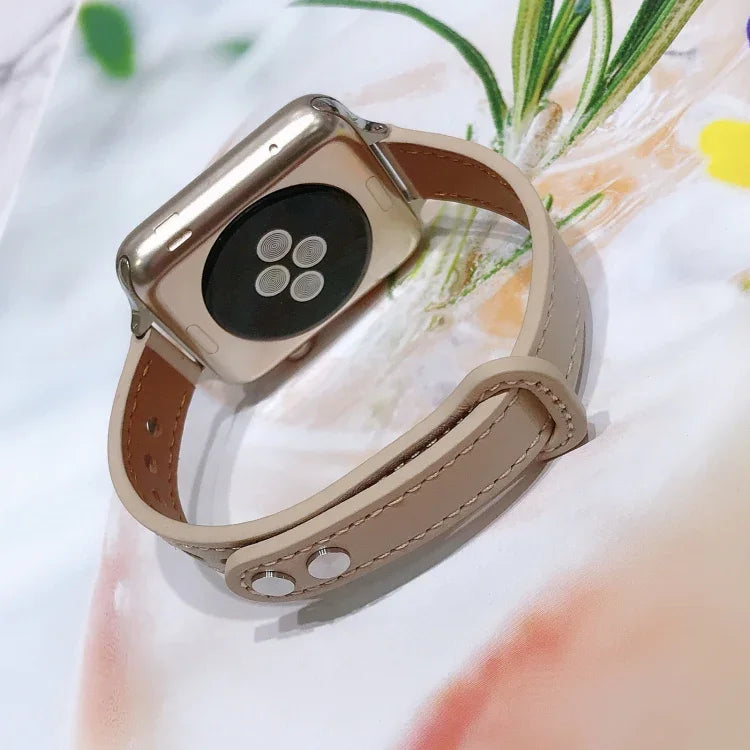 Bracelet de montre de remplacement en cuir à double clou, Pour Apple Watch Series 7 41mm / & 6 & SE & 5 & 4 40mm, Pour Apple Watch Series 7 45mm / & 6 & SE & 5 & 4 44mm