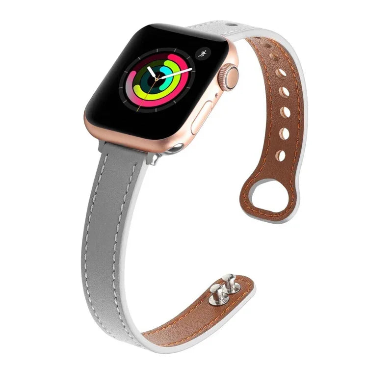 Bracelet de montre de remplacement en cuir à double clou, Pour Apple Watch Series 7 41mm / & 6 & SE & 5 & 4 40mm, Pour Apple Watch Series 7 45mm / & 6 & SE & 5 & 4 44mm