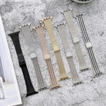 Bracelet de montre de remplacement en acier à sept perles de couleur assortie, pour Apple Watch Series 7 41 mm / & 6 & SE & 5 & 4 40 mm, pour Apple Watch Series 7 45 mm / & 6 & SE & 5 & 4 44 mm