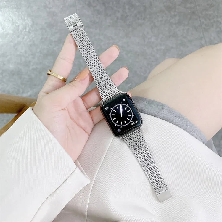 Bracelet de montre de remplacement en acier à sept perles de couleur assortie, pour Apple Watch Series 7 41 mm / & 6 & SE & 5 & 4 40 mm, pour Apple Watch Series 7 45 mm / & 6 & SE & 5 & 4 44 mm