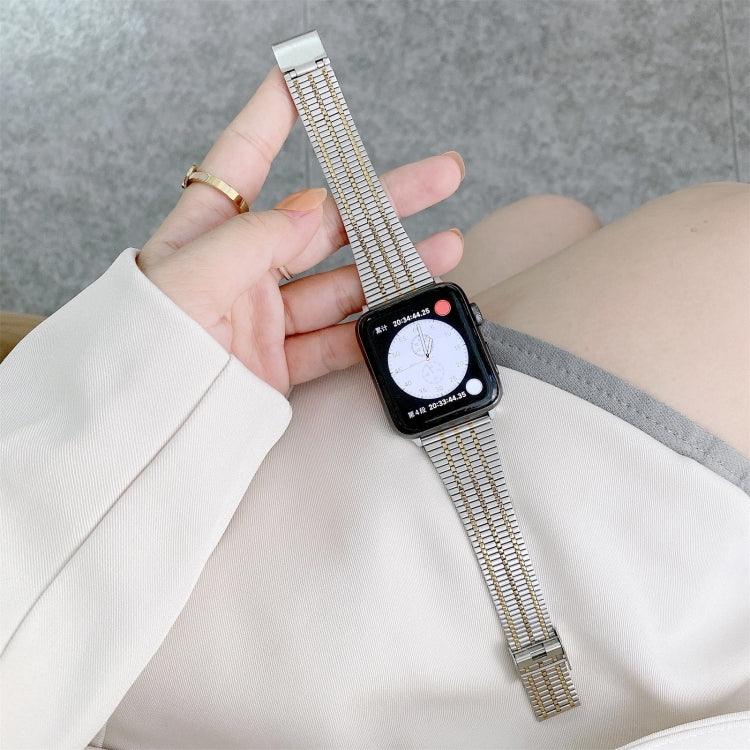 Bracelet de montre de remplacement en acier à sept perles de couleur assortie, pour Apple Watch Series 7 41 mm / & 6 & SE & 5 & 4 40 mm, pour Apple Watch Series 7 45 mm / & 6 & SE & 5 & 4 44 mm