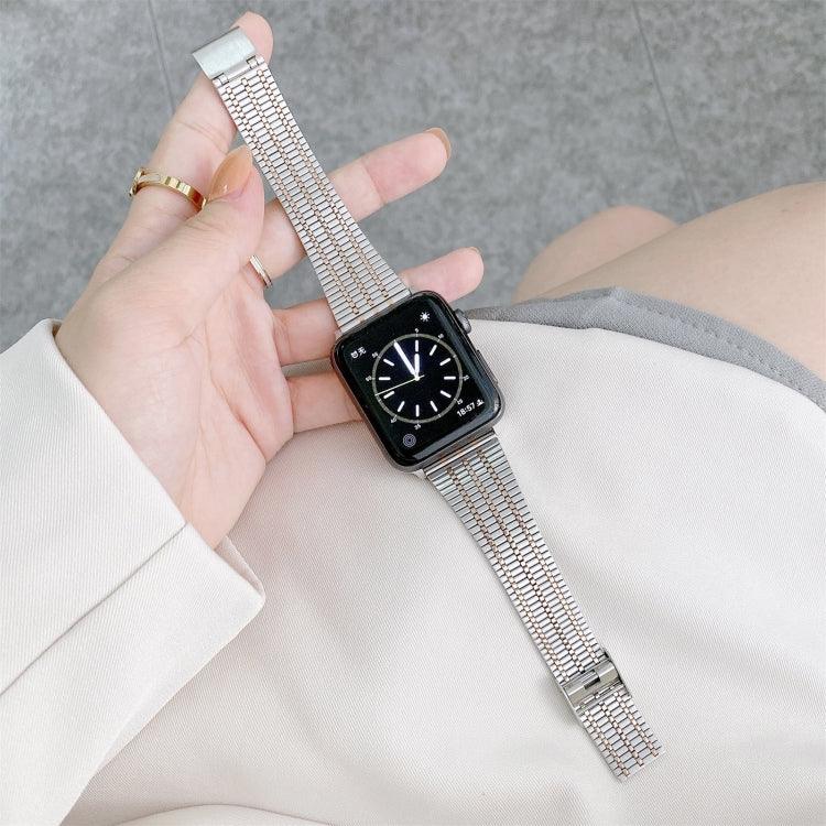 Bracelet de montre de remplacement en acier à sept perles de couleur assortie, pour Apple Watch Series 7 41 mm / & 6 & SE & 5 & 4 40 mm, pour Apple Watch Series 7 45 mm / & 6 & SE & 5 & 4 44 mm