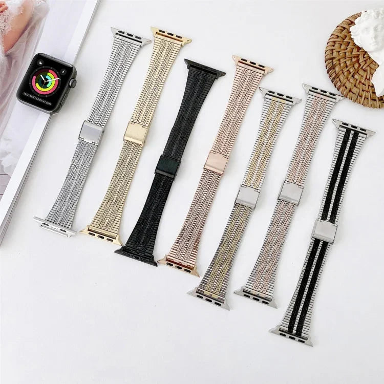 Bracelet de montre en acier à double ligne, pour Apple Watch Series 7 41mm / & 6 & SE & 5 & 4 40mm, pour Apple Watch Series 7 45mm / & 6 & SE & 5 & 4 44mm