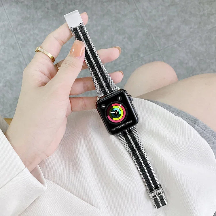 Bracelet de montre en acier à double ligne, pour Apple Watch Series 7 41mm / & 6 & SE & 5 & 4 40mm, pour Apple Watch Series 7 45mm / & 6 & SE & 5 & 4 44mm