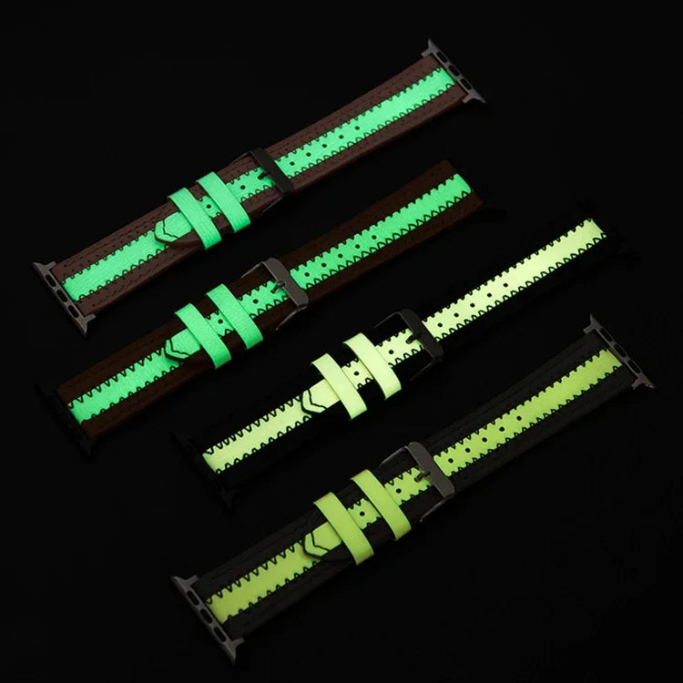 Bracelet de rechange lumineux en cuir de vachette, pour Apple Watch Series 7 41mm / & 6 & SE & 5 & 4 40mm, pour Apple Watch Series 7 45mm / & 6 & SE & 5 & 4 44mm