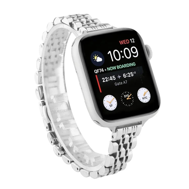 Bracelet de Montre en Acier Inoxydable à Sept Perles Petite Taille pour Apple Watch Series 6 & SE &, pour Apple Watch Ultra 49mm / Series 8&7 45mm / SE 2&6&SE&5&4 44mm / 3&2&1 42mm, pour Apple Watch Series 7 41mm / 6 & SE & 5 & 4 40mm / 3 & 2 & 1 38mm