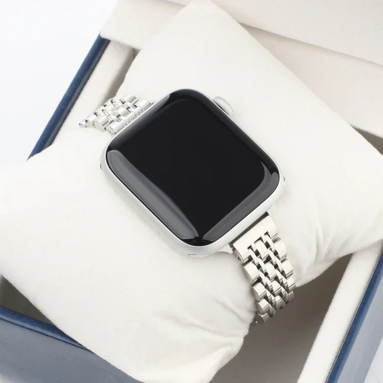Bracelet de Montre en Acier Inoxydable à Sept Perles Petite Taille pour Apple Watch Series 6 & SE &, pour Apple Watch Ultra 49mm / Series 8&7 45mm / SE 2&6&SE&5&4 44mm / 3&2&1 42mm, pour Apple Watch Series 7 41mm / 6 & SE & 5 & 4 40mm / 3 & 2 & 1 38mm