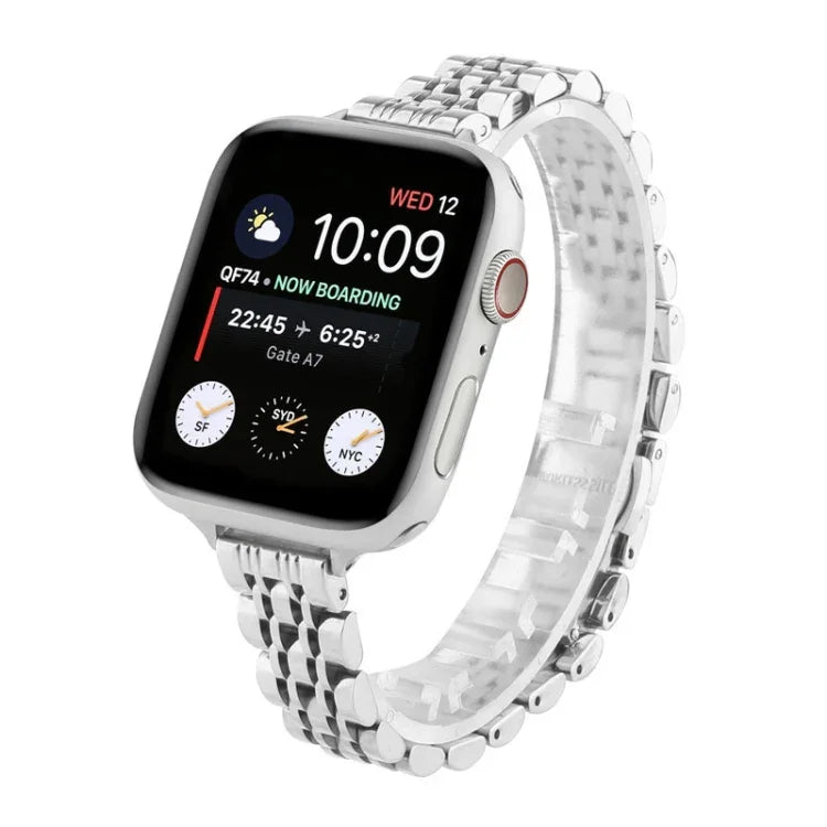 Bracelet de Montre en Acier Inoxydable à Sept Perles Petite Taille pour Apple Watch Series 6 & SE &, pour Apple Watch Ultra 49mm / Series 8&7 45mm / SE 2&6&SE&5&4 44mm / 3&2&1 42mm, pour Apple Watch Series 7 41mm / 6 & SE & 5 & 4 40mm / 3 & 2 & 1 38mm