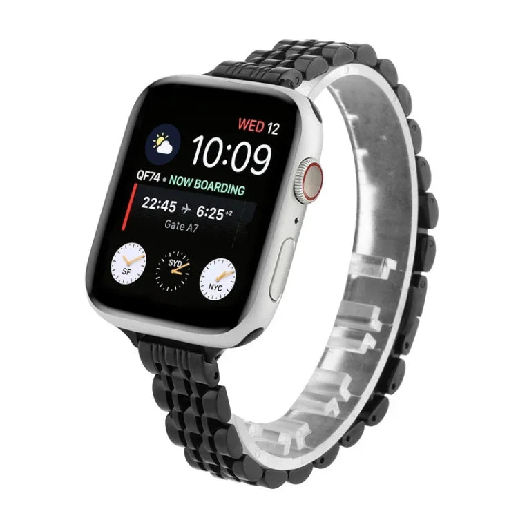 Bracelet de Montre en Acier Inoxydable à Sept Perles Petite Taille pour Apple Watch Series 6 & SE &, pour Apple Watch Series 7 45mm / 6 & SE & 5 & 4 44mm / 3 & 2 & 1 42mm, pour Apple Watch Series 8&7 41mm / SE 2&6&SE&5&4 40mm / 3&2&1 38mm