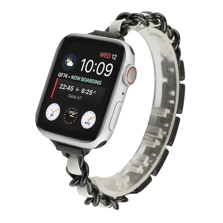 Bracelet de Montre en Acier Inoxydable à Sept Perles Petite Taille pour Apple Watch Series 6 & SE &, pour Apple Watch Ultra 49mm / Series 8&7 45mm / SE 2&6&SE&5&4 44mm / 3&2&1 42mm, pour Apple Watch Series 8&7 41mm / SE 2&6&SE&5&4 40mm / 3&2&1 38mm
