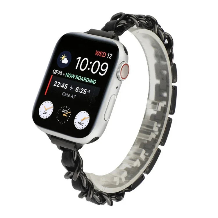 Bracelet de Montre en Acier Inoxydable à Sept Perles Petite Taille pour Apple Watch Series 6 & SE &, pour Apple Watch Ultra 49mm / Series 8&7 45mm / SE 2&6&SE&5&4 44mm / 3&2&1 42mm, pour Apple Watch Series 8&7 41mm / SE 2&6&SE&5&4 40mm / 3&2&1 38mm