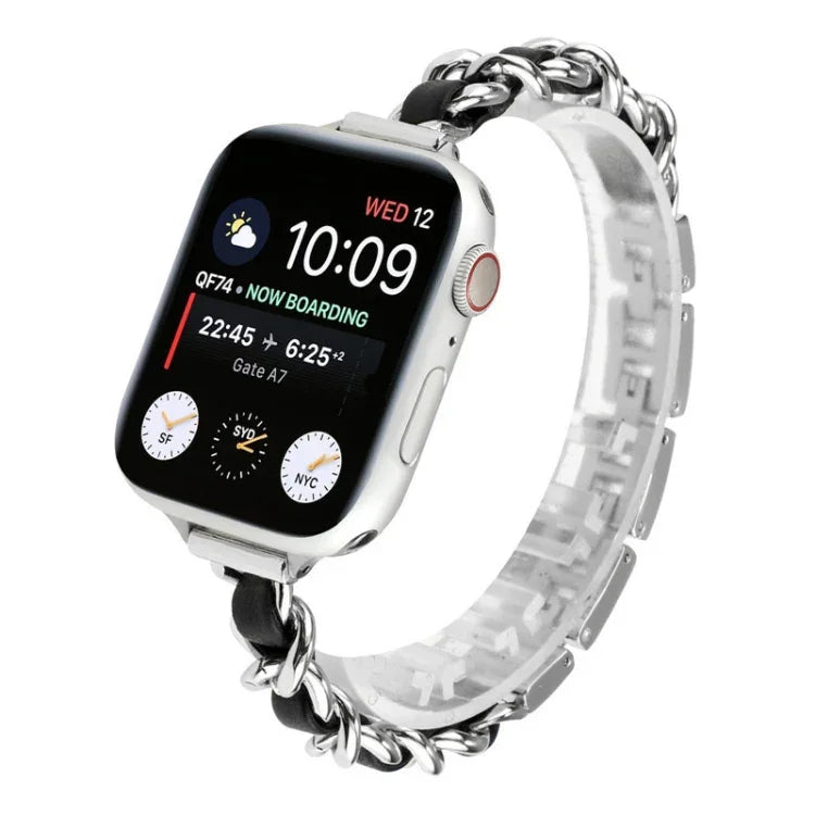 Bracelet de Montre en Acier Inoxydable à Sept Perles Petite Taille pour Apple Watch Series 6 & SE &, pour Apple Watch Ultra 49mm / Series 8&7 45mm / SE 2&6&SE&5&4 44mm / 3&2&1 42mm, pour Apple Watch Series 8&7 41mm / SE 2&6&SE&5&4 40mm / 3&2&1 38mm